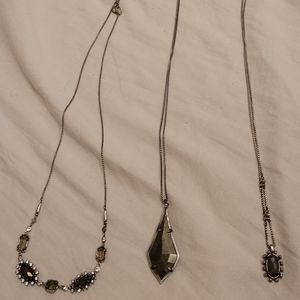 3 NWT Kendra Scott Antique Silver Pyrite Necklaces